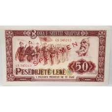 ALBANIA 1964 . FIFTY 50  LEKE BANKNOTE . SPECIMEN